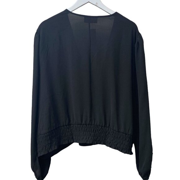 LANE BRYANT Top Plus Size 30/32 Black Crisscross Blouse Cropped Elastic Hem NWT - Picture 9 of 11